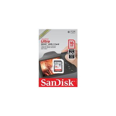 SanDisk - 16GB Class 10, Ultra SDHC UHS-I Memory Card, 80 MB/s Read Speed (New Faster Version)
