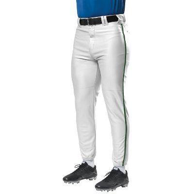 A4 A4 Youth WarpedKnit Piped Baseball Pant , White|Forest Green, x-small