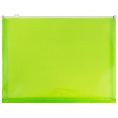 JAM PAPER Plastic Envelopes with Zip Closure - Letter Booklet - 9 3/4 x 13 - Lime Green - 12/Pack