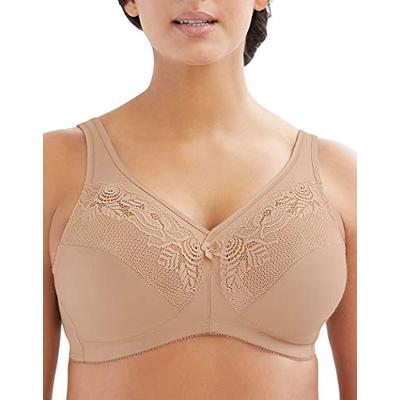 Glamorise Women's Plus Size Full Figure MagicLift Wirefree Minimizer Support Bra #1003, Café, 46F